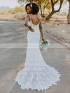 Lace V-neck Sweep Train Trumpet/Mermaid Wedding Dresses #PWD00023889