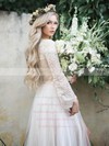 Lace Tulle V-neck Floor-length A-line Split Front Wedding Dresses #PWD00023920