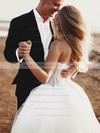 Glitter Strapless Court Train Ball Gown Appliques Lace Wedding Dresses #PWD00023925