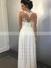 Chiffon Scalloped Neck Floor-length A-line Appliques Lace Wedding Dresses #PWD00023928