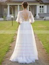 Tulle V-neck Floor-length A-line Appliques Lace Wedding Dresses #PWD00023931