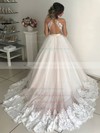 Tulle Square Neckline Court Train Ball Gown Appliques Lace Wedding Dresses #PWD00023940