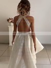 Glitter Square Neckline Asymmetrical A-line Wedding Dresses #PWD00023941