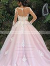 Tulle Scoop Neck Court Train Ball Gown Appliques Lace Wedding Dresses #PWD00023942