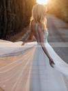 Tulle V-neck Floor-length A-line Appliques Lace Wedding Dresses #PWD00023957
