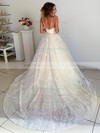 Tulle V-neck Court Train Ball Gown Appliques Lace Wedding Dresses #PWD00023958