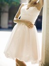Sweetheart White Satin Lace Straps Summer Knee-length Wedding Dress #PWD00020514