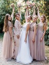 Tulle Glitter Scoop Neck Floor-length A-line Bridesmaid Dresses #PWD01013992