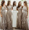 Chiffon V-neck Floor-length A-line Cascading Ruffles Bridesmaid Dresses #PWD01013996