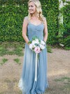 Tulle Sweetheart Sweep Train A-line Ruffles Bridesmaid Dresses #PWD01013999