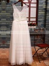 Tulle Scoop Neck Appliques Lace White Floor-length Classy Wedding Dresses #PWD00020518