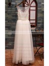 Tulle Scoop Neck Appliques Lace White Floor-length Classy Wedding Dresses #PWD00020518