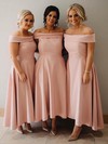 Satin Off-the-shoulder Ankle-length A-line Bridesmaid Dresses #PWD01014077