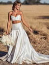 Silk-like Satin Strapless Court Train A-line Wedding Dresses #PWD00023998