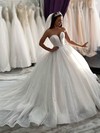 Glitter Strapless Court Train Ball Gown Wedding Dresses #PWD00024034