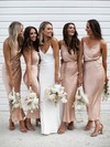 Silk-like Satin Cowl Neck Ankle-length Sheath/Column Sashes / Ribbons Bridesmaid Dresses #PWD01014165