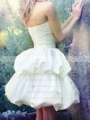 Ball Gown Sweetheart Ivory Satin Pick-Ups Pretty Short/Mini Wedding Dresses #PWD00020538