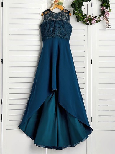 Chiffon Scoop Neck Asymmetrical A-line Appliques Lace Bridesmaid Dresses #PWD01014208