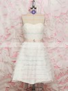 Sweet White Organza Tiered Sweetheart with Sashes/Ribbons Knee-length Wedding Dresses #PWD00020562
