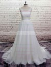 Scoop Neck Tulle Appliques Lace Court Train Amazing Ivory Wedding Dress #PWD00020564
