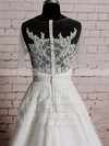 Ivory Tulle Satin Scoop Neck Appliques Lace Different Short Sleeve Wedding Dresses #PWD00020569