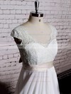 Sheath/Column Chiffon with Sashes/Ribbons Ivory Lace V-neck Wedding Dresses #PWD00020572