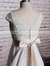 Sheath/Column Chiffon with Sashes/Ribbons Ivory Lace V-neck Wedding Dresses #PWD00020572