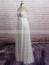 Spaghetti Straps Ivory Tulle V-neck Nice Appliques Lace Empire Wedding Dresses #PWD00020573