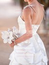 Cute Tiered White Satin Spaghetti Straps and Sweetheart Short/Mini Wedding Dress #PWD00020575