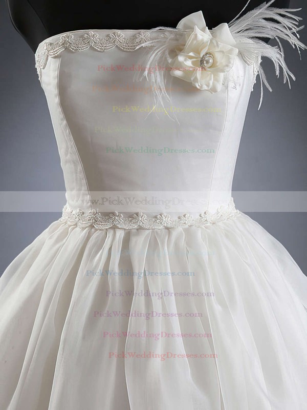 Strapless Organza Sashes / Ribbons Womens Ball Gown Wedding Dresses #PWD00020624