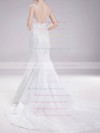 Fashion Scoop Neck Trumpet/Mermaid Tulle Beading Appliques Lace Wedding Dress #PWD00020630