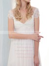 Pretty Empire Off-the-shoulder White Chiffon Criss Cross Sweep Train Wedding Dress #PWD00020631