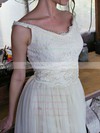 Ivory Tulle Lace Scoop Neck Sashes / Ribbons Sheath/Column Wedding Dresses #PWD00020639