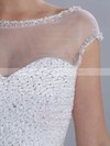 White Ball Gown Scoop Neck Boutique Tulle Beading Wedding Dresses #PWD00020670