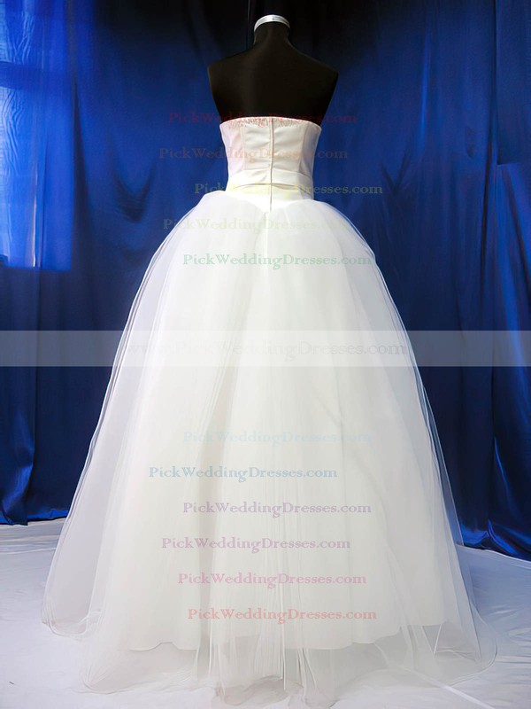 Pretty Ball Gown Ivory Satin Tulle Sashes / Ribbons Sweetheart Wedding Dresses #PWD00020783