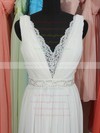Nicest Sheath/Colum Lace Chiffon with Beading V-neck Wedding Dresses #PWD00020803