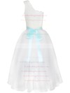 Detachable White Lace Chiffon Sashes / Ribbons One Shoulder Wedding Dress #PWD00020825