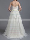 Sweep Train Sweetheart Best Tulle Lace Sashes / Ribbons Wedding Dress #PWD00020865
