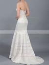 Elegant Trumpet/Mermaid Ivory Lace Sweep Train Draped Wedding  Dresses #PWD00020866
