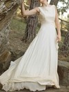 Chiffon Square Neckline Gorgeous Court Train Side-Draped Wedding Dress #PWD00020921