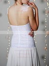 Different Sheath/Column Scoop Neck white Lace Chiffon Appliques Lace Wedding Dress #PWD00020955