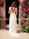 Sheath/Column Ivory V-neck Tulle Lace Cap Straps Open Back Unusual Wedding Dress #PWD02016957