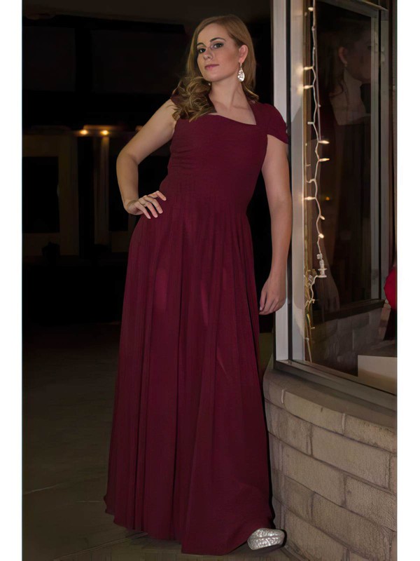 A-line Ankle-length Chiffon Ruffles Square Neckline Bridesmaid Dresses #PWD02018146